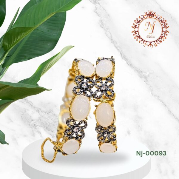 White Stone Bangles (Pair)