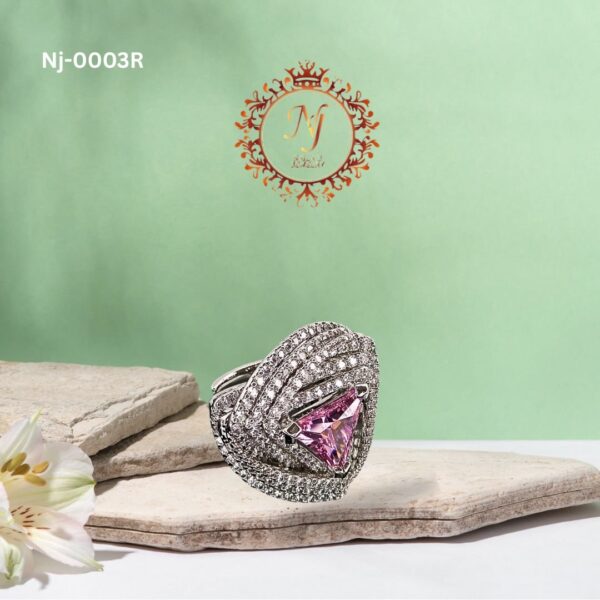 Pink triangle-cut Ring