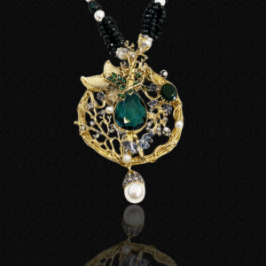 Floral Green Mala with Earrings