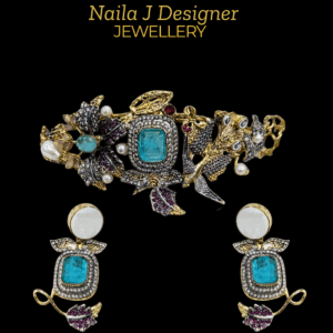 Chokar set in Aqua and Pink Rubies